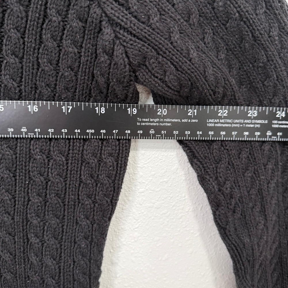 JEANNE PIERRE Black Cable Knit Shawl Collar Sweater Mens XL Cotton‎ - Picture 4 of 5